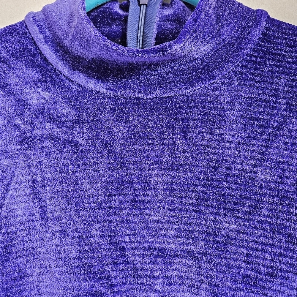 ESCADA by Margaretha Ley Vintage Women's Purple Velvet Mock Neck Bodysuit Small - Picture 6 of 12
